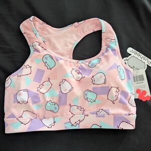 Hot Topic Pink and Purple Cat Print Sports Bra